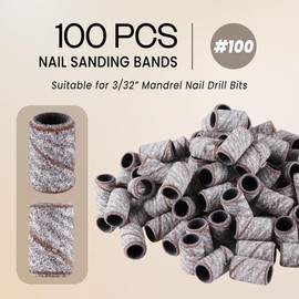 100 Pieces Large Nail Sanding Bands Professional Nail Manicure for Nail Drill Bits for Acrylic Nails (100 Grit, Zebra)