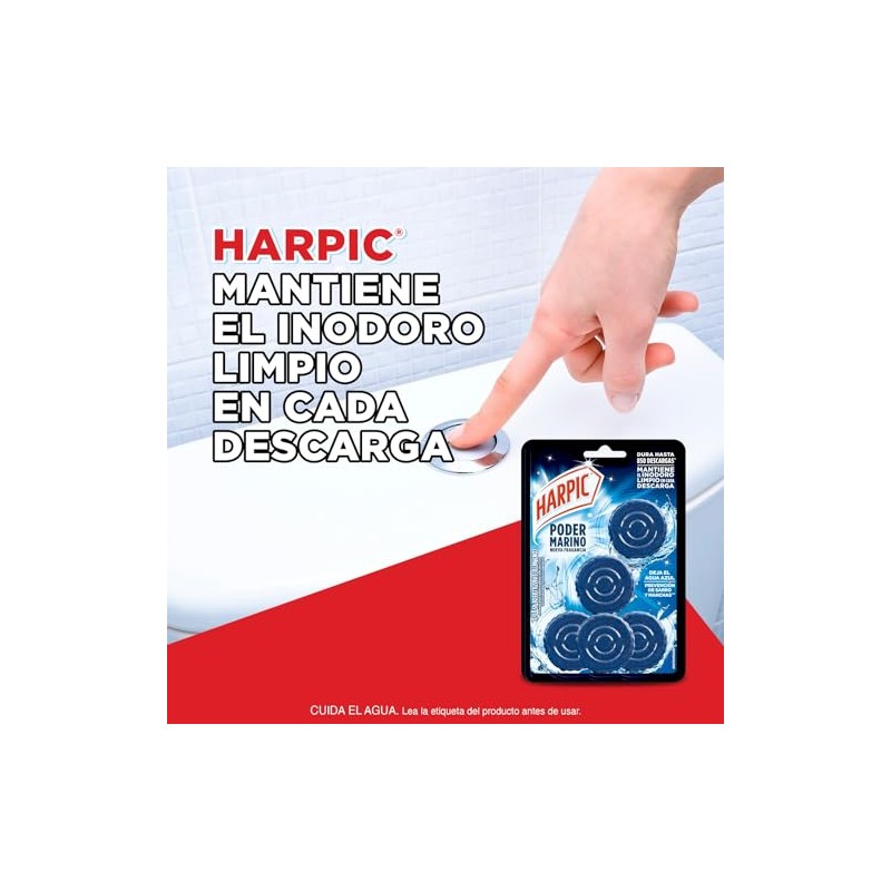 Harpic Pastillas Acuáticas Azules, 5 Piezas