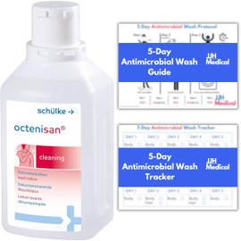 JJH Medical Schulke Octenisan Antimicrobial Body Wash 500ml – Antimicrobial Body Wash for Whole-Body Cleansing, Includes JJH Medical 5-Day Protocol Guide & Tracker for Daily Hygiene