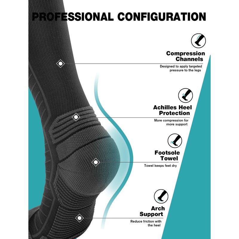 SONORAN 2 Pairs Compression Socks Women & Men 20-30 mmHg