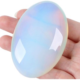 QINJIEJIE Large Opal 2.4 Inch Oval Crystal Natural Crystals Gemstones Worry Stones Worry Stones Polished Stones Reiki Stones for Anxiety Relieve Yoga Meditation Decoration 1 Piece