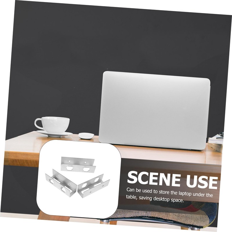 SHOWERORO 3Pcs Under Desk Laptop Holder Metal Mount Bracket for