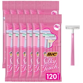 BIC BIC Silky Touch Women's Disposable Razors, with 2 Blades, Pretty Pastel Razor Handles, 10 Count Value Pack of Shaving Razors