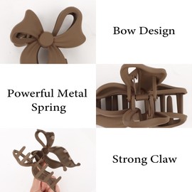 Amariver Bow Hair Clips for Women 4Pcs Large Matte Claw Clips Non-slip Clip with Bow Big Strong Hold Claws Stylish Hair Accessories for Women Girls