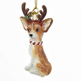 Noble Gems Chihuahua with Antlers Glass Ornament