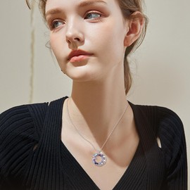 POPLYKE Phoenix Crystal Necklace for Women Sterling Silver Crystal Necklace Animal Jewellery Gift for Girls, Sterling Silver