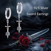 Sword Hoop Earrings Sterling Silver Sword Rose Dangle Drop Earrings