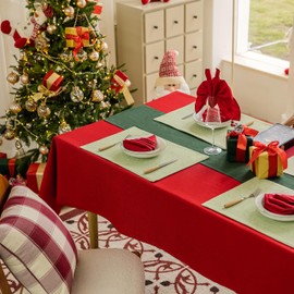 Home Brilliant Table Mats Set of 4 Easy Clean, Spring Table Decorations Green Placemats for Kitchen Decor, Lined Linen Place Mats for Table Protect, 33 x 48 cm, 4 Pcs, Grass Green