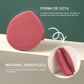 RENDIN Beauty Puff 7 pcs,Borlas para Maquillaje Nuevo,Barril Makeup Puff Color Fresa con Forma de Gota de Agua(Melon rojo)