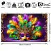 BlissYard Purple Mardi Gras Backdrop Masquerade Party Decorations Banner Mardigras