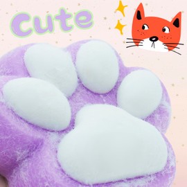 Big Taba Lavender Cat Paw Sensory Toys – 5 Inch Jelly Purple & White Paw Pad Squeezers, Handmade Soft Fidget Toys for Stress Relief, Teens, Adults, Office & Home Relax