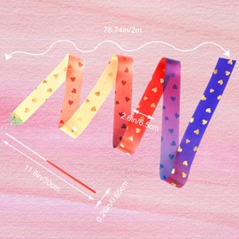 Abeillo 2pcs Rhythmic Dance Ribbons, 78.7 Inch Gymnastics Ribbon Dancer Wand Dancing Ribbon Streamers for Kids, Fits Artistic Dancing Gymnastics, Circus Carnival Shows, Baton Stick Twirling