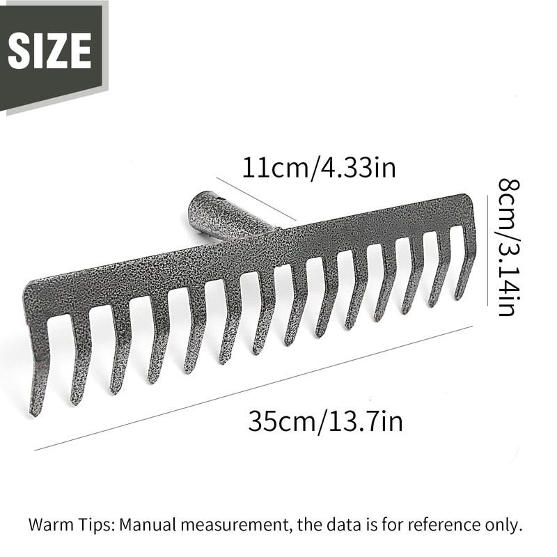 14-Tine Rakes for Lawns Heavy Duty Metal Replacement Rake Head
