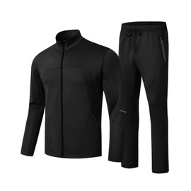 TBMPOY Men's Tracksuits Sweatsuits for Men Set Jogging Track Suits 2 Piece Casual Athletic Warm Up Sweat Suits Outfits Black XL