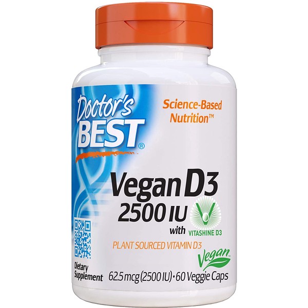 Doctor's Best Vitamin D3 2500IU with Vitashine D3, Non-GMO, Vegan, Gluten & Soy Free, Regulates Immune Function, Supports Healthy Bones, 60 Count