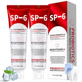 SP-6 Probiotic Whitening Toothpaste - Enhanced Formula with 6 Probiotics for Teeth Whitening and Gum Health - Enamel-Safe, Fluoride-Free, Fresh Mint Flavor,2 PCS
