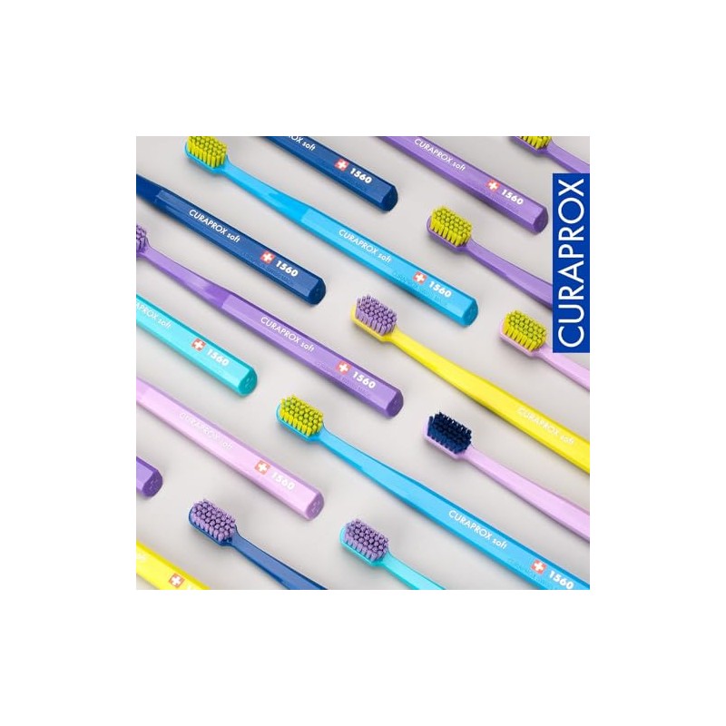 Curaprox 1560 Cepillos de dientes suaves, juego de 6, colores