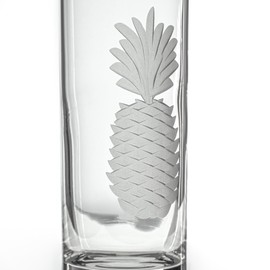Rolf Glass Fresh Pineapple Shot Glass | 2.5oz Engraved Glass Cordial | Spirits or Tequila Sipper | Tropical Sand-Etched Pineapple Design | Lead-Free | Made in the USA | Set of 4