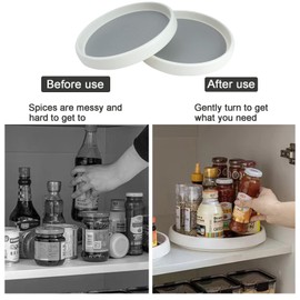 Roellgs 2 Pack of 25cm Lazy Carousel Cupboard Organiser, Rotating Spice Rack for Kitchen, Countertop, Table, Shelf and Fridge, BPA Free