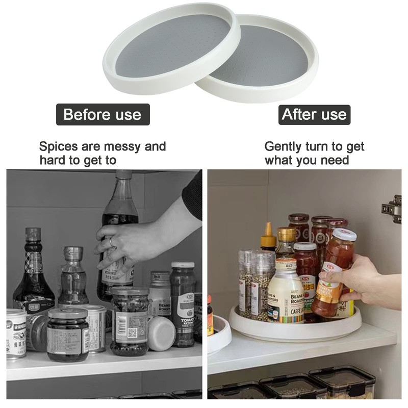 Roellgs 2 Pack of 25cm Lazy Carousel Cupboard Organiser, Rotating