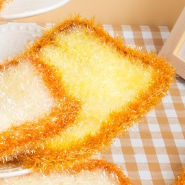 6 Skeins Scrubby Sparkle Yarn, Glass Silk Fluffy Polyester Scrubbie Shiny Yarn for Crocheting Knitting Dishcloths Washcloths DIY 300g (Lemon Yellow, L)