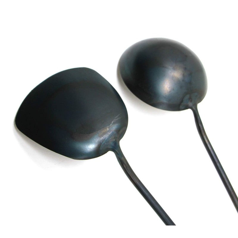 Traditional Hand Hammered Forged Wok Ladle Spatula Set, Protects Chinese