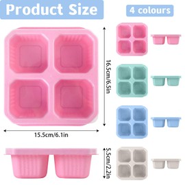 Pack of 4 Bento Snack Box with Compartments, Reusable Snack Containers, Meal Preparation for Children and Adults with 4 Fruit Forks, Bento Lunch Box, Split Food Containers for School, Work