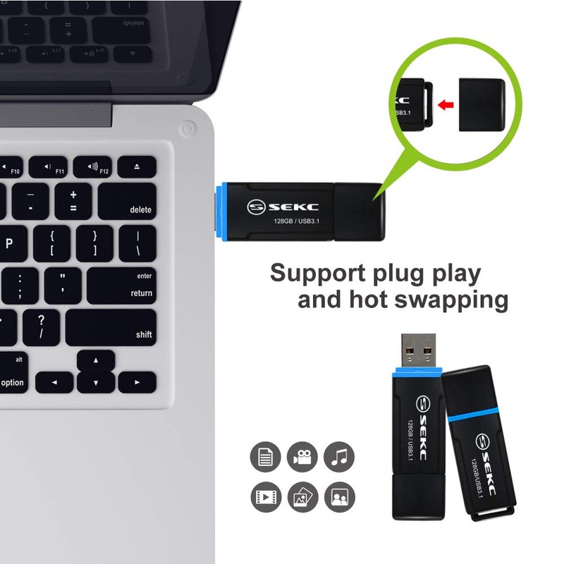 SEKC 128GB USB 3.1 Flash Drive - SDU50BK128G, Black