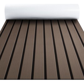 FOCEAN Boat Flooring EVA Foam Boat Decking Self-Adhesive Non-Slip Marine Carpet for Jon Bass Pontoon Boats Motorboat RV Yacht Kayak Surfboard, 94.5"x 23.6", Terra with Black Lines