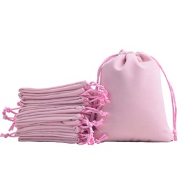 KONMAY 10pcs Big Velvet Drawstring Bags, Pink 17.0x23.0cm Velevet Jewellery Pouches for Gifts, Party Favors