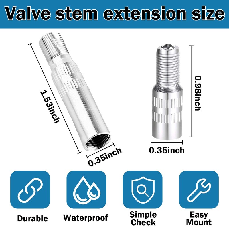 DAWZMR 8 PCS Valve Stem Extender 39mm & 25mm, Metal