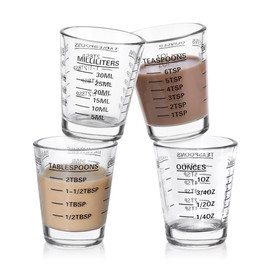 Shot Glasses Measuring Cup Set 4PACK Espresso Shot Glasses Liquid Heavy Glass 26-Incremental Measurement 1 OZ, 2 TBS, 6 TSP, 30 ML Kitchen Tools (Black)
