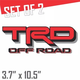 GOLD HOOK 2024 Toyota Tacoma vinyl decals trd off road 4x4 stickers Black / Red, Set of 2