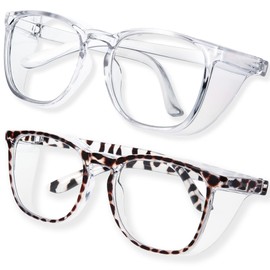 JOOHOO Anti Fog Safety Glasses for Women PPE Nursing Goggles Eye Protection for Nurses,Medical Protective Eyewear Lab Glasses Surgical Goggles Glasses Blue light Filter, Color: Tortoise, Clear, 2 Pack