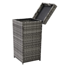 Ochiveyon Large Rattan Trash Can with Top Cover Iron Frame - 24 Gallen - Heavy Duty - Outdoor & Indoor - Grey