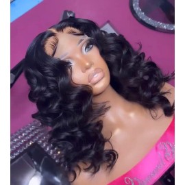 Human Hair Wigs Glueless Lace Front Wigs hd Lace Frontal Wig Bone Straight Wig Burmese Curly Half Wig Braided Wig Pixie Cut Wigstyle: Loose Wave, color: HD lace 13x4 wig, Stretched Length: 16 Inches