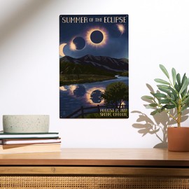 Lantern Press 10x15 Inch Wood Sign, Ready to Hang Wall Decor, Salem, Oregon, Solar Eclipse 2017, Summer of the Eclipse