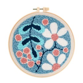 ZuoAnLF Punch Needle Kits for Adults Beginner, Punch Needle Tool with Punch Needle Fabric Hoops Yarns and Sewing Needles, Gifts & Home Wall Decor, 8inch (C)