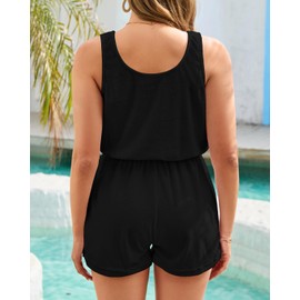 Tempt Me - Mameluco para traje de baño para mujer, tela de rizo, cordón con bolsillos, 2025, Negro -, M