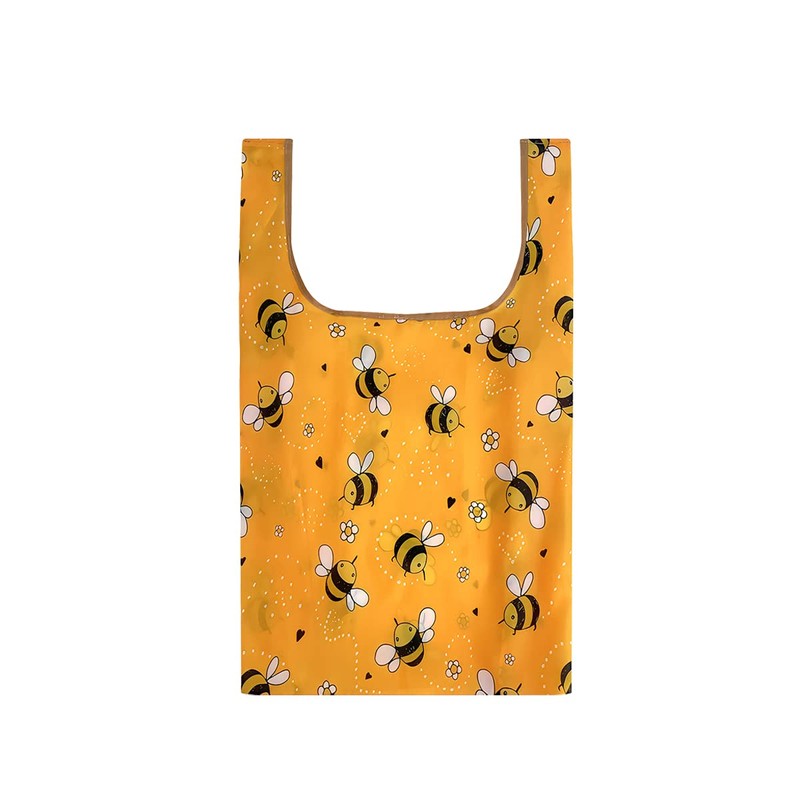 Wrapables Small JoliBag Collection Reusable Shopping Bag, Yellow Bees