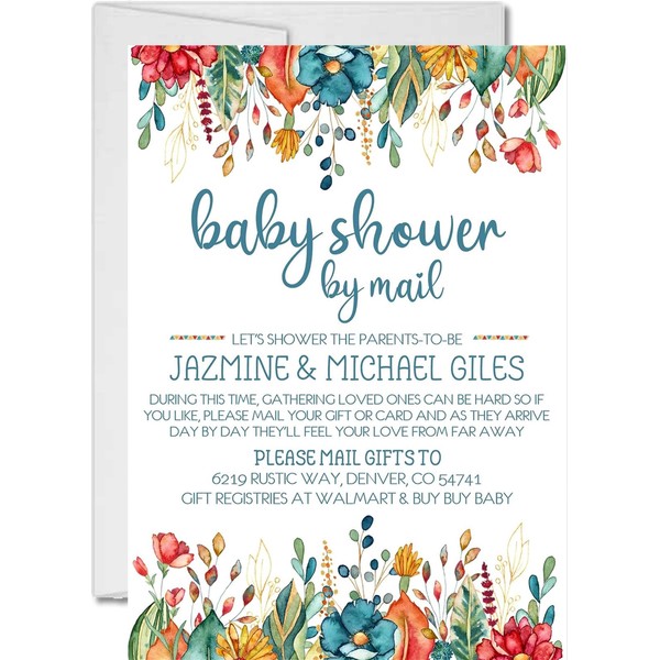 Boys Rustic Baby Shower By Mail Invitations, Virtual Baby Shower