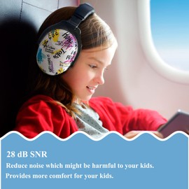 PROTEAR Kids Ear Defenders, Hearing Protection for Toddler Kids and Young Teens with Autism, Noise Reduction Safety Earmuffs Ideal for Fireworks, Concerts, Cinema(Graffiti)