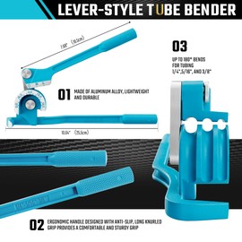 DURATECH 180 Degree Tubing Bender, Pipe Bender, 3-IN-1 Tube Bender, 1/4", 5/16", 3/8", for Copper, Brass, Aluminum and Thin Steel Pipes
