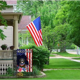 Memorial Day Patriotic Welcome Garden Flags for Outside 12x18 Double Sided, Burlap Independence Day Black Lab Dog Garden Flag Fourth of July Memorial Day Yard Outdoor Decorations