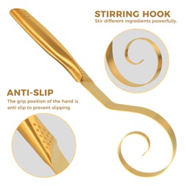 Snailhouse Danish Dough Whisk, Stainless Steel Bread Dough Mixer Wisk Wisking Tool for Sourdough, Cookies, Pizza, Pastry, Gold