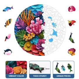 Ruikiyart 500 Piece Puzzles for Adults, 5MM Corals Wooden Jigsaw Puzzles, Sea Puzzle Unique Shape Gift for Kids Birthday Christmas Family Games for Adults (16.5"*16.5")