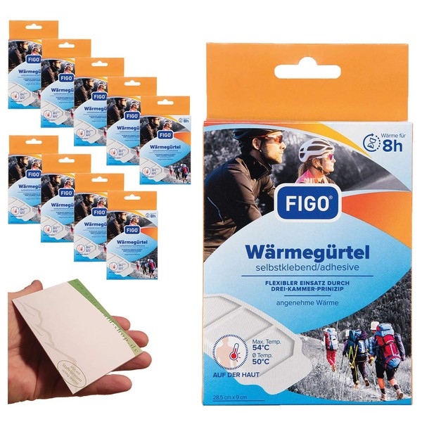 Figo 8H Heat Plasters Heat Belt Heat Pad Wellness Plasters 28.5 x 9 cm + varivendo Notepad Pack of 10