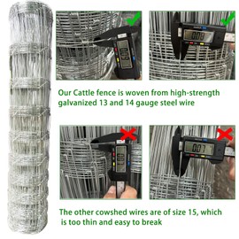 Farm Fence 4x100FT, 13GA Thickened Heavy Zinc Coating Cattle Fence, Galvanized Field Wire Fencing, for Garden, Goat, Hog, Yard Livestock, Farm, Animals and Field Protection Use