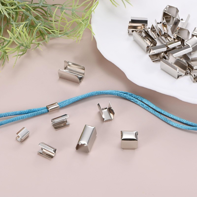 100-Pack Fold Over Crimp End Caps, 0.5 x 0.4in/ 12