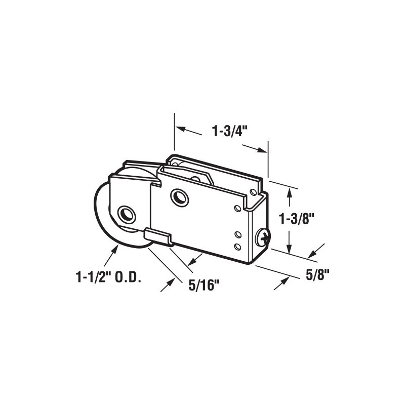 Prime-Line N 6576 Mirror Door Roller, Unique Housing, 1-1/2 In.